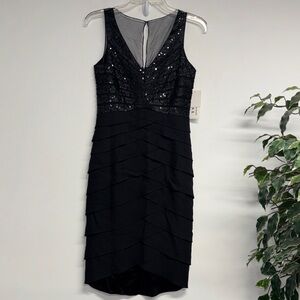 Chetta B Chic Black Dress with Sequin Detail